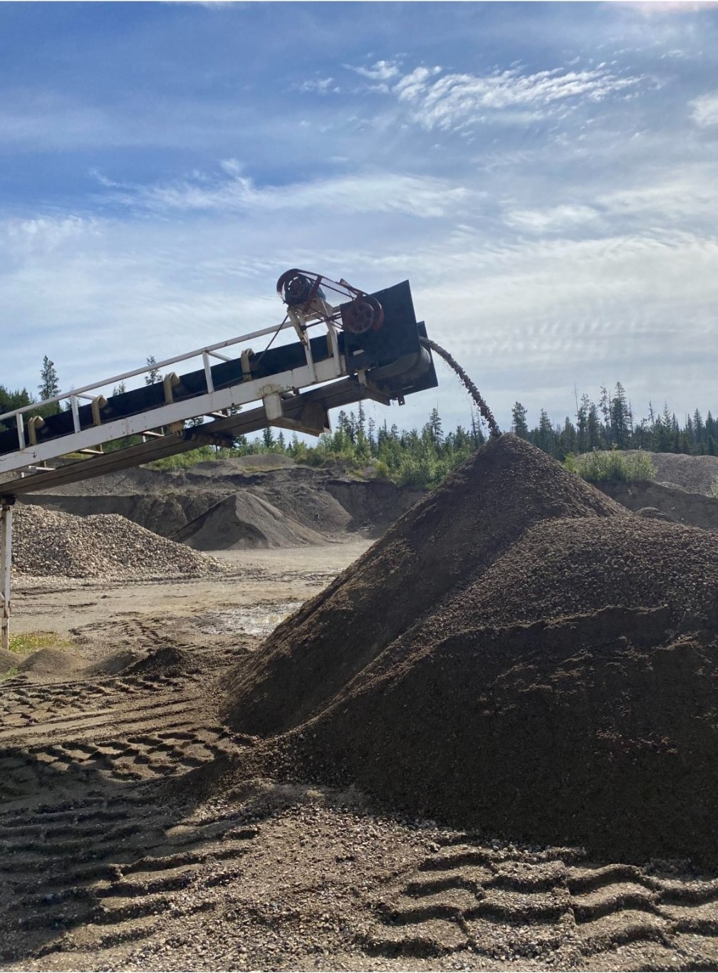 Conveyor dumping aggregate Northern BC
