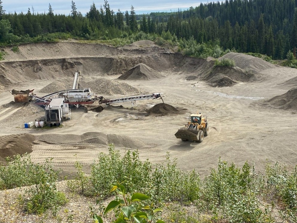 Patterson Gravel Pit operation Prince George BC — 150 hectare open pit with loader